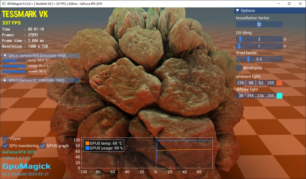 GpuMagick, TessMark, tessellation stress test - Vulkan